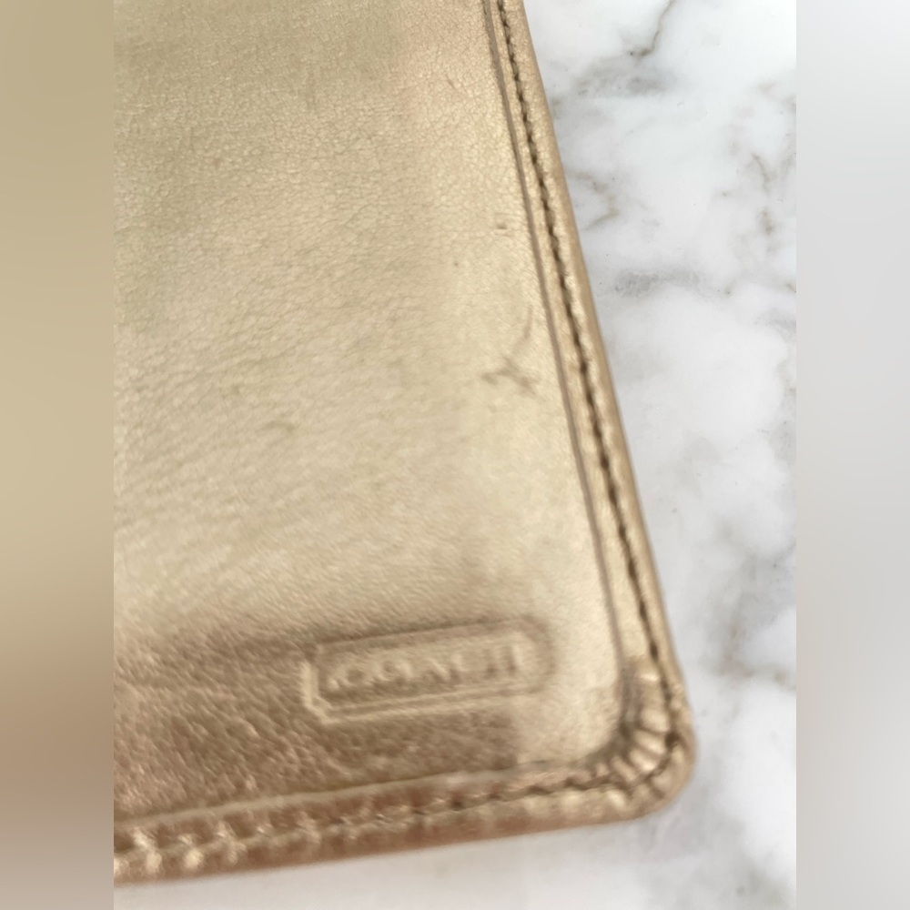 Vintage Coach Signature Card Case Wallet Khaki/Metallic Brown - Picture 6 of 13
